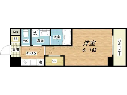 FORTUNEY大手前(1K/13階)の間取り写真