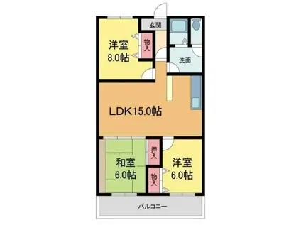 カワモヒル(3LDK/3階)の間取り写真