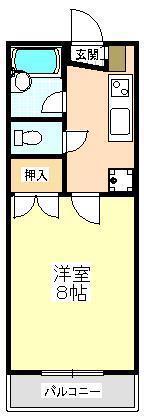 ロザリアムK(1K/2階)の間取り写真