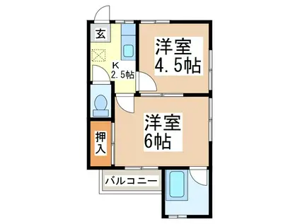 千曲ハイツA(2K/2階)の間取り写真