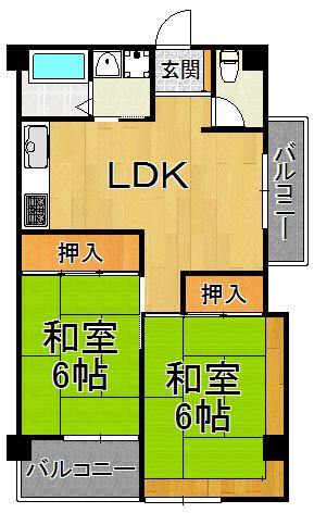 加島第2マンション(2LDK/4階)の間取り写真