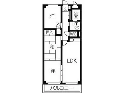 第二グリーンマンション守山(3LDK/3階)の間取り写真
