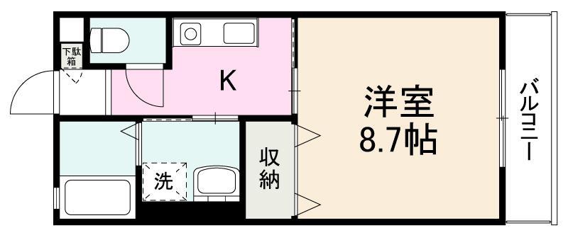 イノセントスクエア(1K/1階)の間取り写真