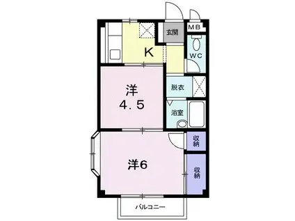 ファミールU(2K/2階)の間取り写真