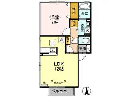 コーポアイE(1LDK/1階)の間取り写真