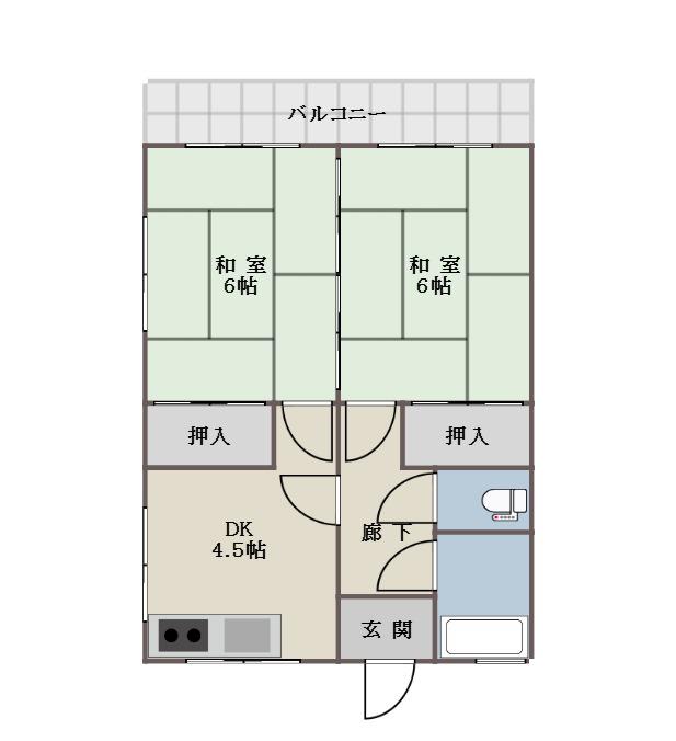 塩部3丁目アパート(2DK/2階)の間取り写真