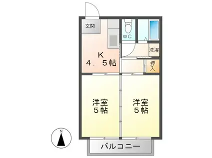 エーデルハイムI(2K/2階)の間取り写真