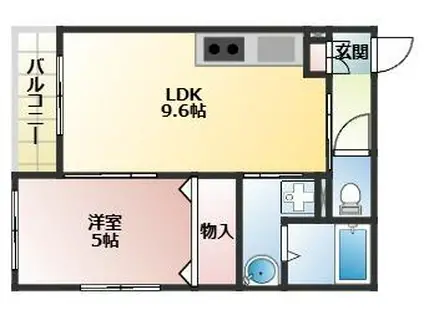 KTIレジデンス西新町(1LDK/3階)の間取り写真
