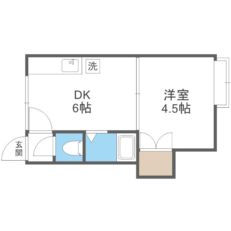 第16森宅建マンション(1DK/2階)の間取り写真
