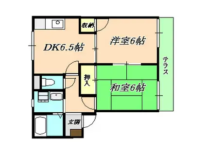 フレグランス本多聞(2DK/1階)の間取り写真