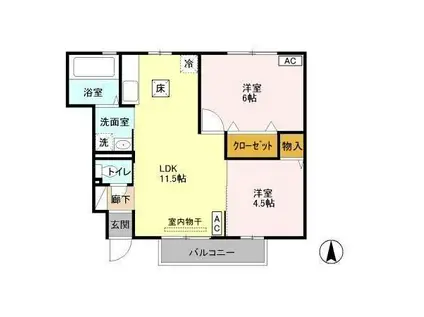 ルージュコート(2LDK/1階)の間取り写真