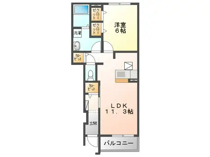 リバーサイド・倉知A・B(1LDK/1階)の間取り写真