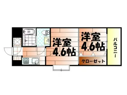 NO.47 PROJECT2100小倉駅(2K/11階)の間取り写真