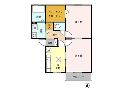 モナリエ N(2K/1階)の間取り写真