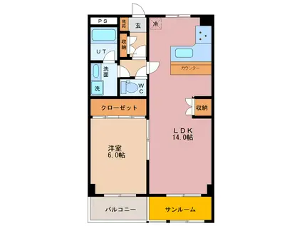 石金エクセレントビル(1LDK/3階)の間取り写真