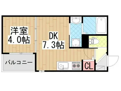 VEIL MAISON近大前(1DK/1階)の間取り写真