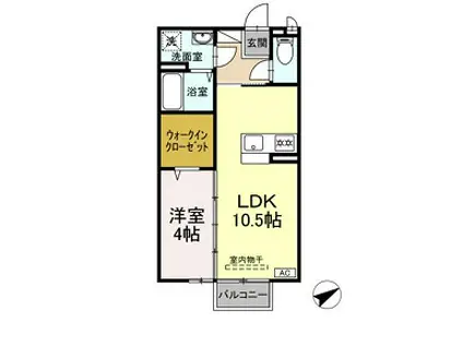 セイシェル・大山(1LDK/2階)の間取り写真