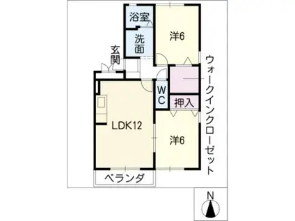 エスポワール浅野(2LDK/1階)の間取り写真