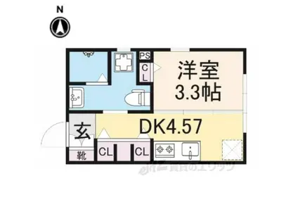 グレース京都二条(1K/1階)の間取り写真