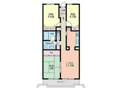 コンフォール北寺尾(3LDK/2階)の間取り写真