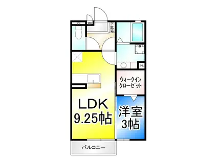 エトワール(1LDK/1階)の間取り写真