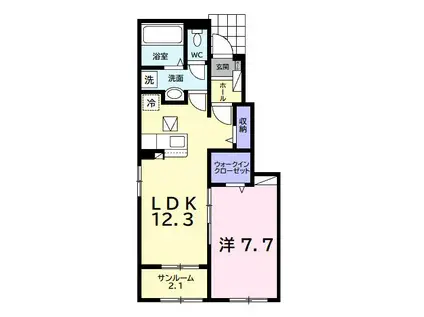 アリビオB(1LDK/1階)の間取り写真