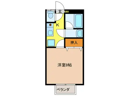 窪田コーポ(1K/2階)の間取り写真