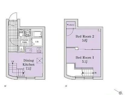 NOZOMIO PREMIER MEGURO(2DK/1階)の間取り写真