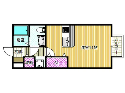 ドリーム葉月 六番館(ワンルーム/1階)の間取り写真