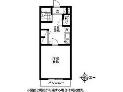 OPUS ONE(1DK/2階)の間取り写真