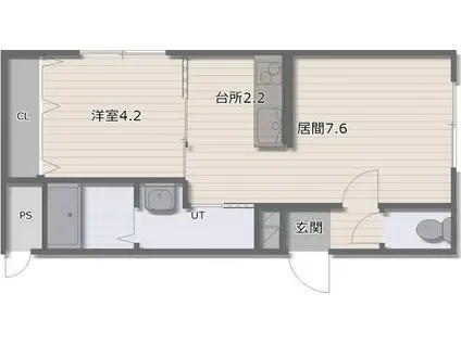 REVERIE TOYOHIRA(1LDK/2階)の間取り写真