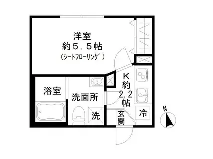 ストライプス東大井(1K/1階)の間取り写真