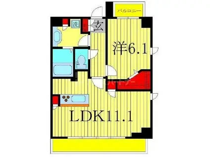 アヴェニール柏の葉(1LDK/1階)の間取り写真