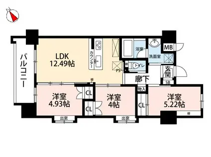 ウイングス到津(3LDK/12階)の間取り写真
