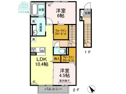 ファミーユ エスパス I棟(2LDK/2階)の間取り写真