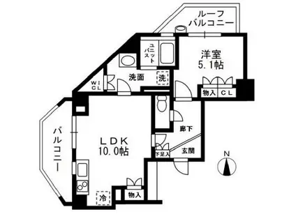 レジディア中落合A棟(1LDK/7階)の間取り写真