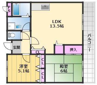 ジェントリーT.M.Y(2LDK/3階)の間取り写真