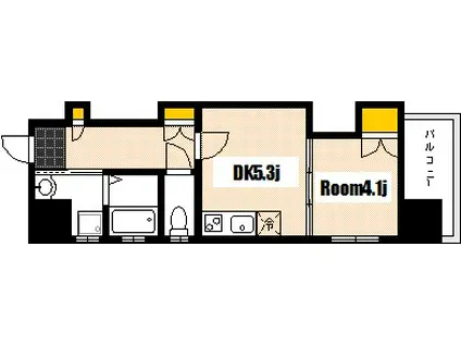 フォルシア大手町(1DK/2階)の間取り写真