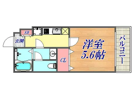 リブリ・新神戸(1K/2階)の間取り写真