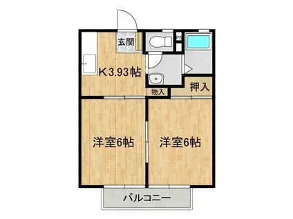 ウェスタリヤ(2K/2階)の間取り写真