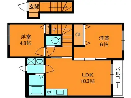 グレイスヴィラ(2LDK/2階)の間取り写真