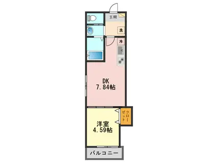 AJ高砂III(1DK/3階)の間取り写真