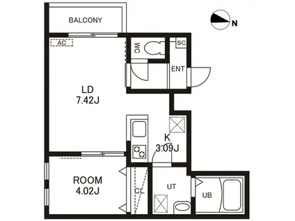 CHERIM竹下II(1LDK/3階)の間取り写真