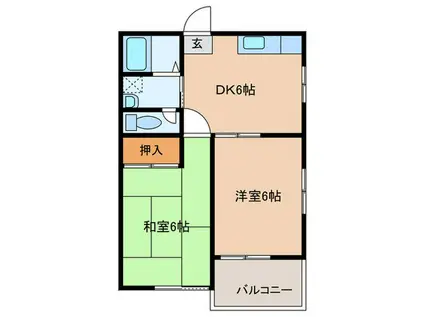 62-0ハウス(2DK/1階)の間取り写真