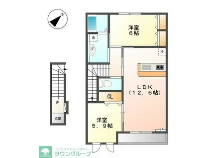 プランドールII(2LDK/2階)の間取り写真