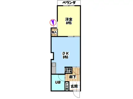 KAWASEマンション(1DK/2階)の間取り写真