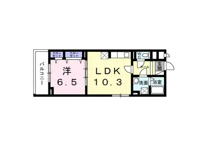 ハイダウェイホーム茨木(1LDK/2階)の間取り写真