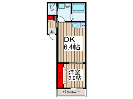 MARK DUO三郷(1DK/1階)の間取り写真