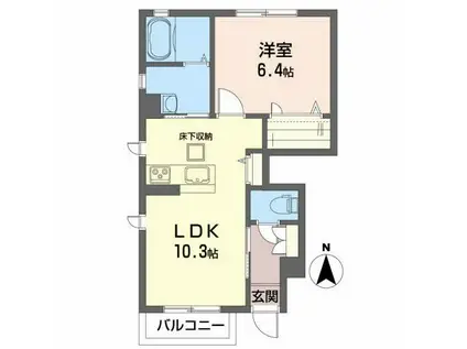 ディアコート名取G(1LDK/1階)の間取り写真