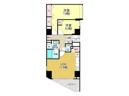 ソフィア音羽(2LDK/14階)の間取り写真